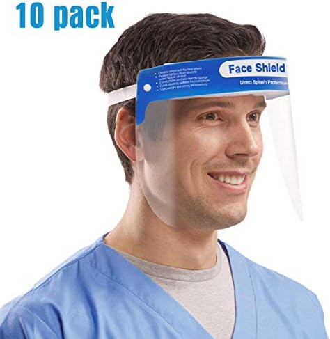 Reusable Safety Face Shield Adjustable Transparent Breathable Full Face Protective Visor Transparent 10 PCS