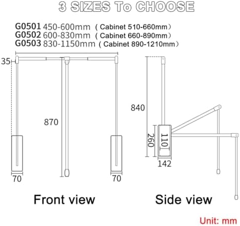 Pull Down Wardrobe Rail, Retractable Hanger for Closet, Adjustable Width Clothes Rod, Space Saving Design, Easy Install, 90° Mechanism