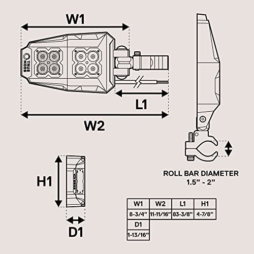 True Mods Side Mirrors Kit For Utv Polaris Rzr [1.5- 2" Round Roll Bar Cage] [Ranger 2014 & Older] Can-Am Maverick X3 [Amber Turn Signals][48W Spot + Flood Led Off-Road Light] Rear View Sand Rail #TOP7