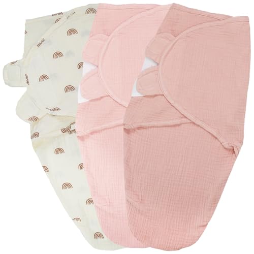 Image of Organic Ultra Soft Muslin Baby Swaddles for Newborn Babies, 3-Pack Adjustable Infant Sleep Sack wrap (Gentle Style, 0-3 Months)