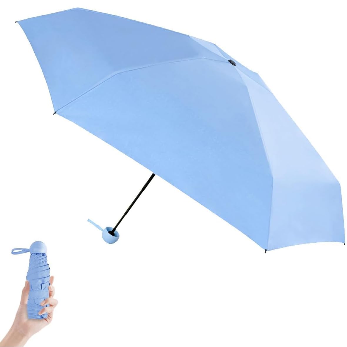 38-inch Portable Mini Umbrella for Women, Men, Kids, Girls, Boys 3 Fold umbrella for Sun Protection & Rain Foldable & Lightweight Manual Open Umbrella for Travel (Sky Blue)-image-24