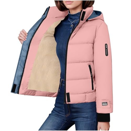 Long Sleeve for Women Winter Fall Velour Cropped Thick Warm Puffer Fuzzy Plain Down Jackets Outfit Women 2025