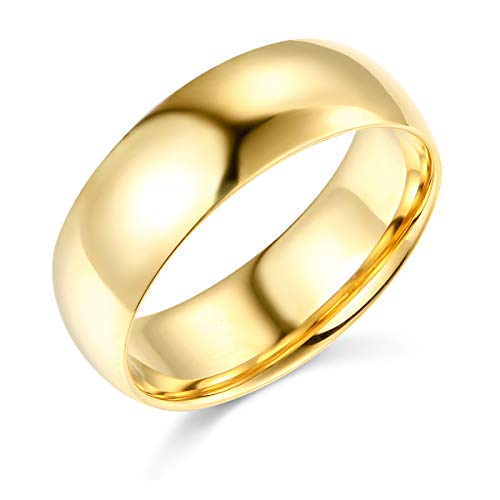 14k Yellow OR White Gold 7mm SOLID Plain Wedding Band