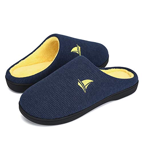 Voovix Zapatillas de casa de Hombre Zapatilla de Estar por casa(Azul/Amarillo,38/39)