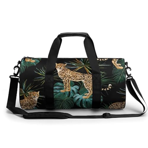 Sac de voyage léopard et feuilles idéal pour vos randonnées nature et escapades de week-end