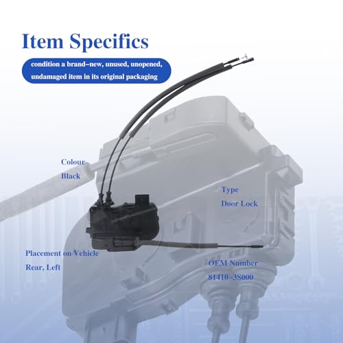 Image of Door Lock Actuator Rear Left Driver Side 81410-3S000 | Compatible with 2011-2015 Hyundai Sonata 2.0L 2.4L L4
