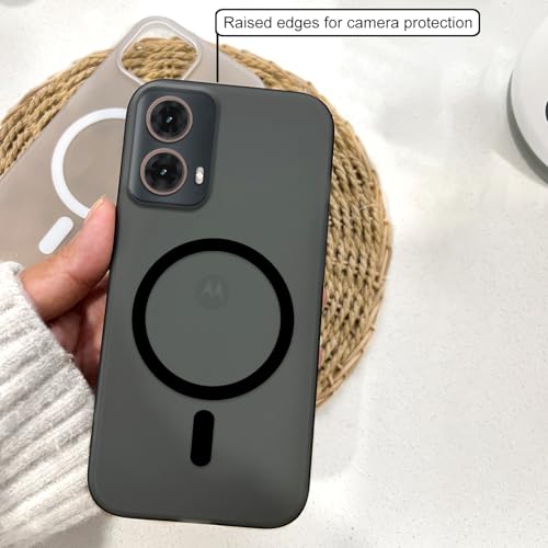Image of COLORflow Back Cover Compatible with Motorola Moto G85 5G | Black Matte Finish | MAG-Safe | Slim Soft Touch Case with Anti-Slip Grip & Camera Protection