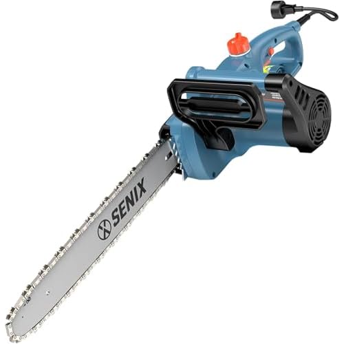 SENIX Electric Chainsaw, 14" Corded Chainsaw,10 Amp Chain Saw for Wood Cutting, Tree Trimming, Garden Tool for Pruning, Branch Cutting, Yard, Fathers Day Gift for Men,Gardener, CSE10-L 14-In
