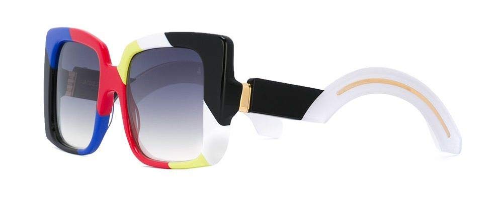 Limited Edition of 50 Jacques Marie Mage Liane Fillmore Square Acetate Sunglasses in Multicolor Stripes with Curved Temple