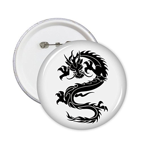 Badge bouton dragon accessoire de mode épingle illustration silhouette ronde 5Pcs L
