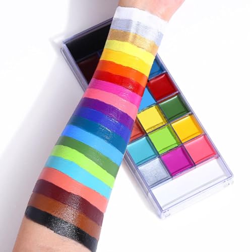 Image of Face Body Paint Oil Palette, Professional Flash Non Toxic Safe Tattoo Halloween FX Party Artist Fancy Makeup Painting Kit for Kids and Adult, 20 Colors