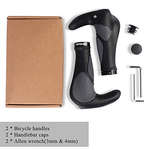 Fahrradgriffe ergonomisch, Horn Lenkergriffe für MTB, Trekkingrad, E-Bike, Cityrad Rennrad und Faltrad mit Zwei Seiten Lock-On Design aus rutschfestem Gummi (22 mm Fahrrad Griffe)