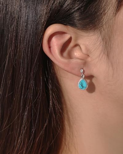 FANCIME Turquoise Sterling Silver Infinity Stud Dangle Earrings - Fine Turquoise Jewelry for Women3