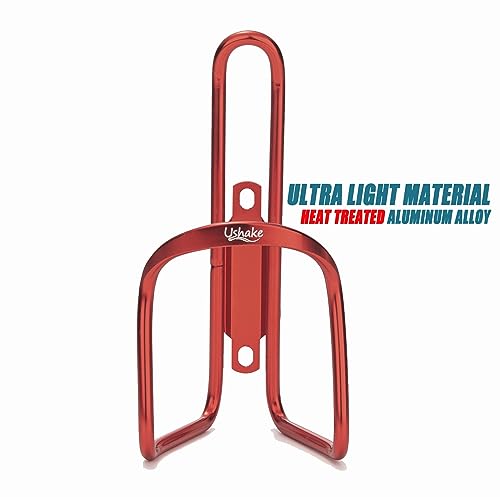 Image of USHAKE Water Bottle Cages for MTB Bikes - Lightweight Aluminum Alloy Holder Brackets - Easy to Install with Drilled Holes - 2 Pack Red