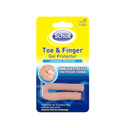 Scholl Gel Silicone Toe Protectors for Women Men - Ideal for Sore Fingers Toes Corns and Blisters Toe Bandage Cut to Required Length Hand Washable Cushioning Protector Provides Toe Pain Relief