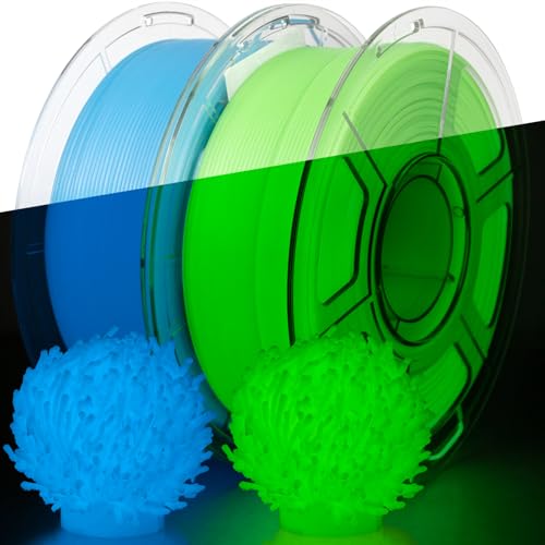 Image of IEMAI Glow in The Dark PETG Filament 1.75mm Bundle 2KG, Green+Blue Luminous 3D Printer Filament Long-Lasting Glowing & High-Brightness, Accuracy + /-0.02mm
