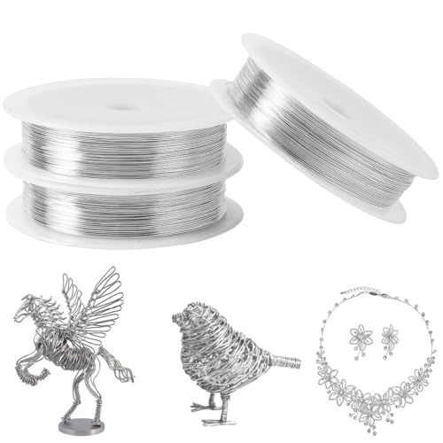 120m X ø 0.5mm Basteldraht, Modellierdraht Edelstahldraht, Draht Basteln Silber, Schmuckdraht, Metalldraht, Biegbarer Bindedraht für Schmuckherstellung, Biegedraht zum Basteln, Heimwerken