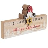 Toyvian Weihnachtskalender mit Weihnachtsmann Glattes Holz Countdown Ornament Kompakte Tischdeko für Zuhause und Büro