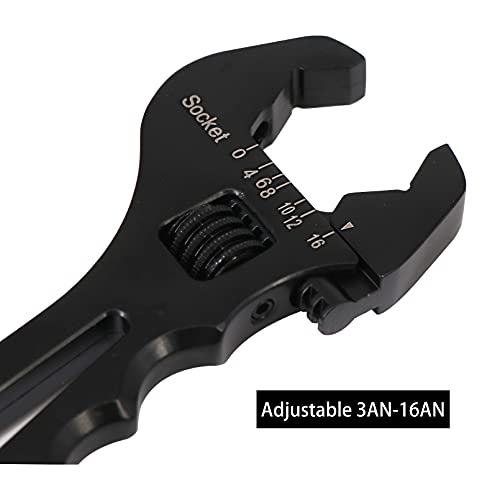 Dokili 3An-16An Adjustable Fitting Wrench Lightweight Black Aluminum Tool Spanner For An Hose Fitting Adapters End #TOP1