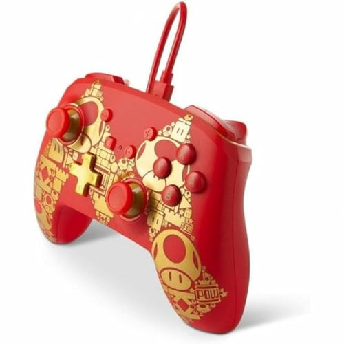 PowerA Manette filaire améliorée pour Nintendo Switch, modèle Switch OLED et Nintendo Switch Lite, accessoire de jeu, manette de jeu, manette filaire, sous licence officielle - Mario: Golden M