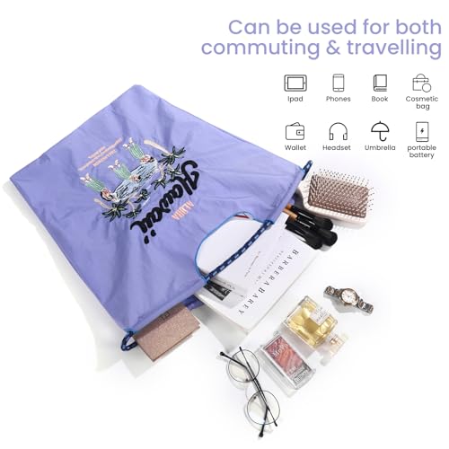 Image of Ball&Chain The Embroidery Ultimate Nylon Tote Bag for Women - Perfect for Live Shopping, Travel, Birthdays, and Beach. (Blue, Large)