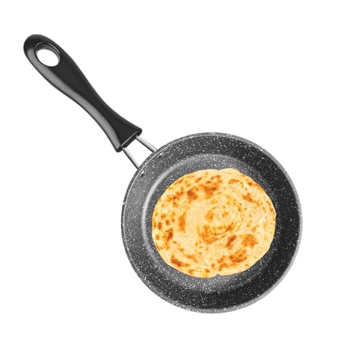 Tutamaz Pequeña sartén de 14 cm para inducción, portátil, mini sartén para huevos fritos, con asa, sartén portátil para tortilla para camping, cocina, cocina de gas, cocina de inducción