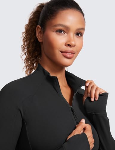 Crz Yoga Butterluxe Womens Full Zip Workout Jackets Slim Fit Track Athletic Zip Up Jacket With Thumb Holes Black Large thumb #3