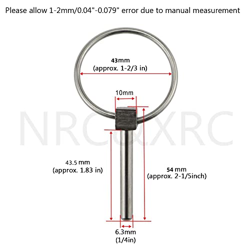Stainless Steel 316 Lynch Pins Linch Pin Dia 6.1Mm(1/4In) X L 43.5Mm(1-2/3In) With Ring 4 Pack #TOP1