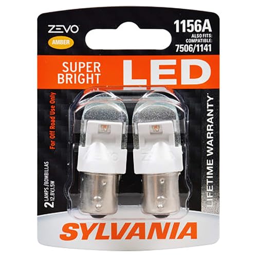 SYLVANIA - 1156 ZEVO LED Amber Bulb - Bright LED Bulb Ideal for Park and Turn Lights (Contains 2 Bulbs)