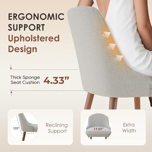 Image of MALOL Upholstered Dining Chairs Set of 6, High-Back Dining Room Chair with Wood Legs, Padded Kitchen Chairs for Dining Room /Restaurant /Cafe, Light Grey