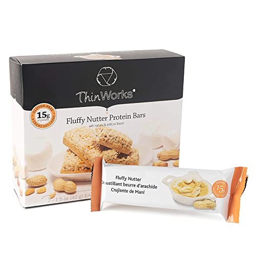 ThinWorks Fluffy Nutter Low-Carb Protein Bars, Low-Calorie Protein Snacks for Weight Loss and Healthy Meals