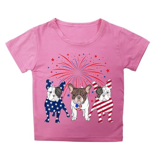 Girls Boys 4th of July USA Fun Print Shirt American Flag Patriotic T-Shirt Kids Independence Day Short Sleeve Girls Shirts2