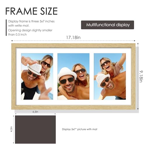 Image of DUENPY 8x16 Collage Picture Frame, Made of Natural Solid Wooden Picture Frames, Displays 3 Picture Frames 5x7, or 8x16 (Without Mat) Wall Decor, Wall Hanging, Solid Color.