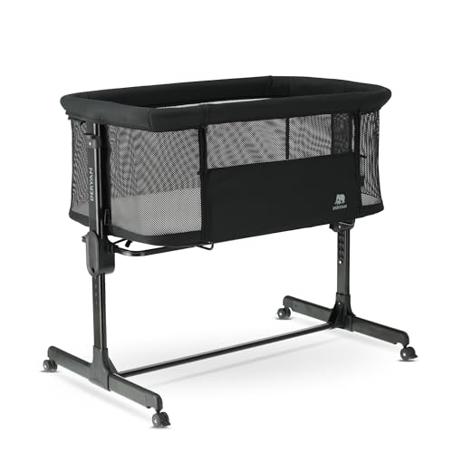 Deryan Snoozy Cuna 3 en 1 hasta 9 kg - Cuna de colecho - Cama Mecedora - Regulable multialturas y reclinable - 4 Ruedas con Freno, Colchón Ergonómico - Seguridad y Confort para bebé - Negro