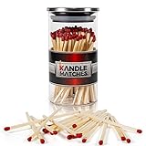 Kandle Matches | Decorative Matches in Glass Jar | Long Wooden for Candles with Striker | Luxury Home Décor Matchsticks | Fireplace & Gift Set Use | 100 Premium Match