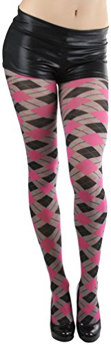 Image of ToBeInStyle Women's Argyle Checkered Diamond Rhombus Net Opaque Sheer Tights Pantyhose