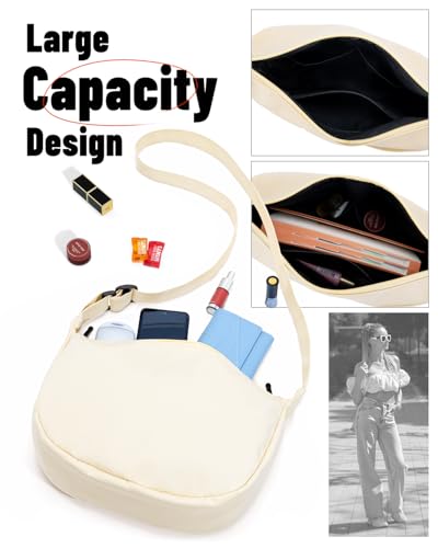 Image of Crossbody Crescent Bag for Women Men Trendy, Crescent Sling Bag with Adjustable Strap, 2 Zippers Lightweight