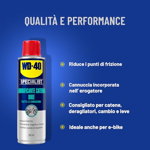 WD-40 - Specialist - Lubrificante Catena Bike - Tutte le Condizioni - Lubrifica, protegge, previene la ruggine, riduce la frizione e l'usura della catena - Spray 250ml - 3