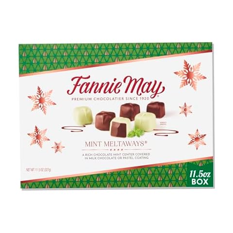 Fannie May, Premium Milk Chocolate, Mint Meltaways, Holiday Gift Box, 14 Oz Cover