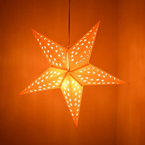 Image of Solid Yellow Paper Star Lantern with 12 Foot Power Cord Included