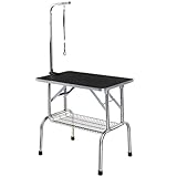 MaxxPet Pflegetisch und Trimmtisch für Hunde, Hundetisch zum Kämmen für die Fellpflege von Pudel und Anderen Hunden, Schertisch auch für Hundefriseur Schwarz, 90 x 60 x 170 cm