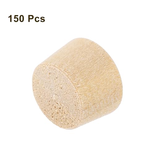 Image of uxcell 150Pcs Wood Button Plugs, 9.5mm /0.37 inch Flat Head Hardwood Screw Hole Plug Wooden Caps Buttons Wood Plug for Furniture Woodworking Craft Decor (11mm x 9.5mm)