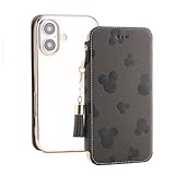 アイフォン17 手帳型カバー 薄型 軽量 6.1インチ 2025モデル Magsaf対応 カード入れ付き 真珠フリンジ付き アイフォン17 ケース 財布型 ワイヤレス充電 キラキラ シンプル 型押しのマウス Befortwo アイホン 17 手帳型ケース キャラクター Qi機能 使いやすい 安い マグネットなし カードポケット付き グレー