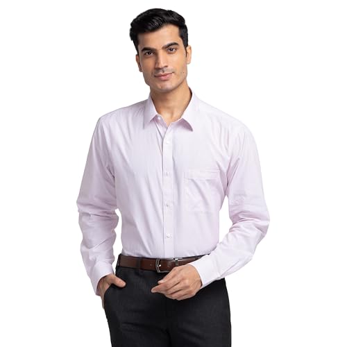 Image of Raymond Men's Pure Cotton Stripe Pattern Slim Fit Semi Cutaway Collar Full Sleeve Formal Shirt