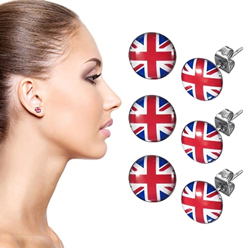 YUJR Boucles d'oreilles Drapeau Britannique - Boucles d'oreilles Rondes en Alliage Union Jack Bijoux Fantaisie | Décorations patriotiques du jubilé de la Reine Cover