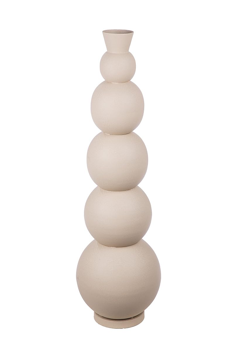 Casablanca Vaso decorativo grande da pavimento moderno XXL in ferro – decorazione soggiorno vaso per erba della pampa fiori – colore beige – grigio altezza 87 cm