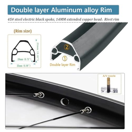 Zestaw kół MTB z osią przelotową 26/27, 5 cala, stop aluminium(R,QR 27.5 inch)