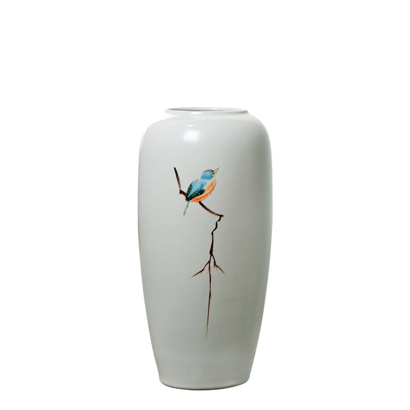 asdchZen Vintage Large Vase, White Ceramic Vase Hotel Corridor Corner Vase Floor-Standing Decorative Vase,26 * 50CM