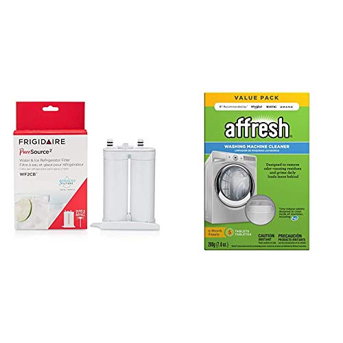 Frigidaire WF2CB PureSource2 Water Filter Cartridge, 1 Count, White & Affresh W10549846 Washing Machine Cleaner | Cleans Front Top Load Washers, Including HE, 5 Tablets
