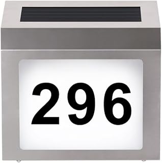 BGEDL House Numbers Solar Powered Address Plaques LED Illuminated Address Wall-Mounted Address Number Plate Exterior Door Sign Light Gate Number Plate Digital Address Indicator Door Sign Light